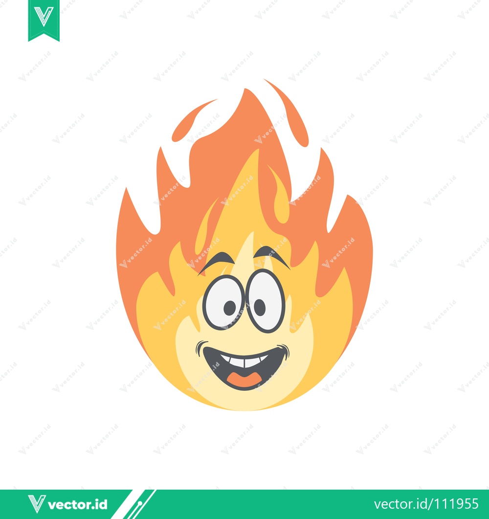 Premium Vector of Funny Cartoon Flame Character with Happy Face