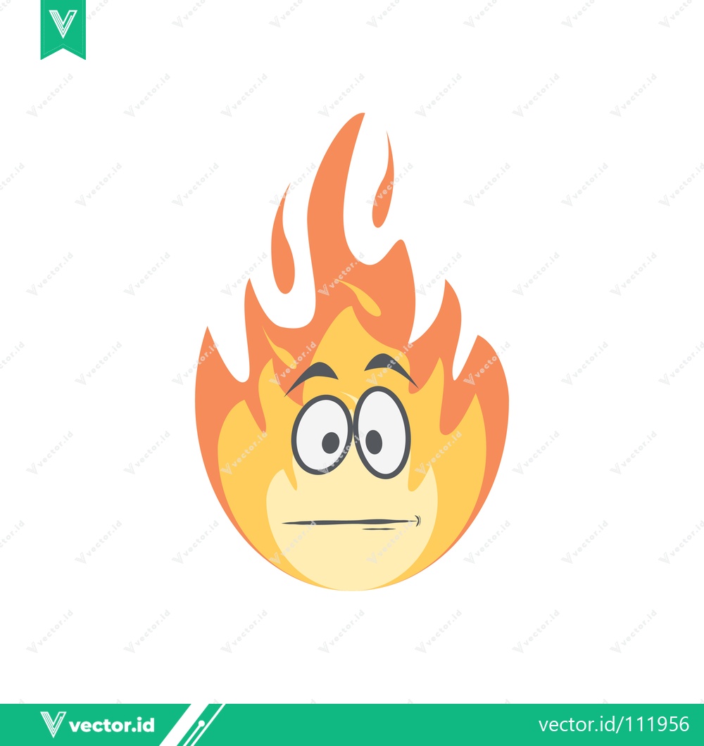 Premium Vector of Funny Cartoon Fire Character with Worried Expression