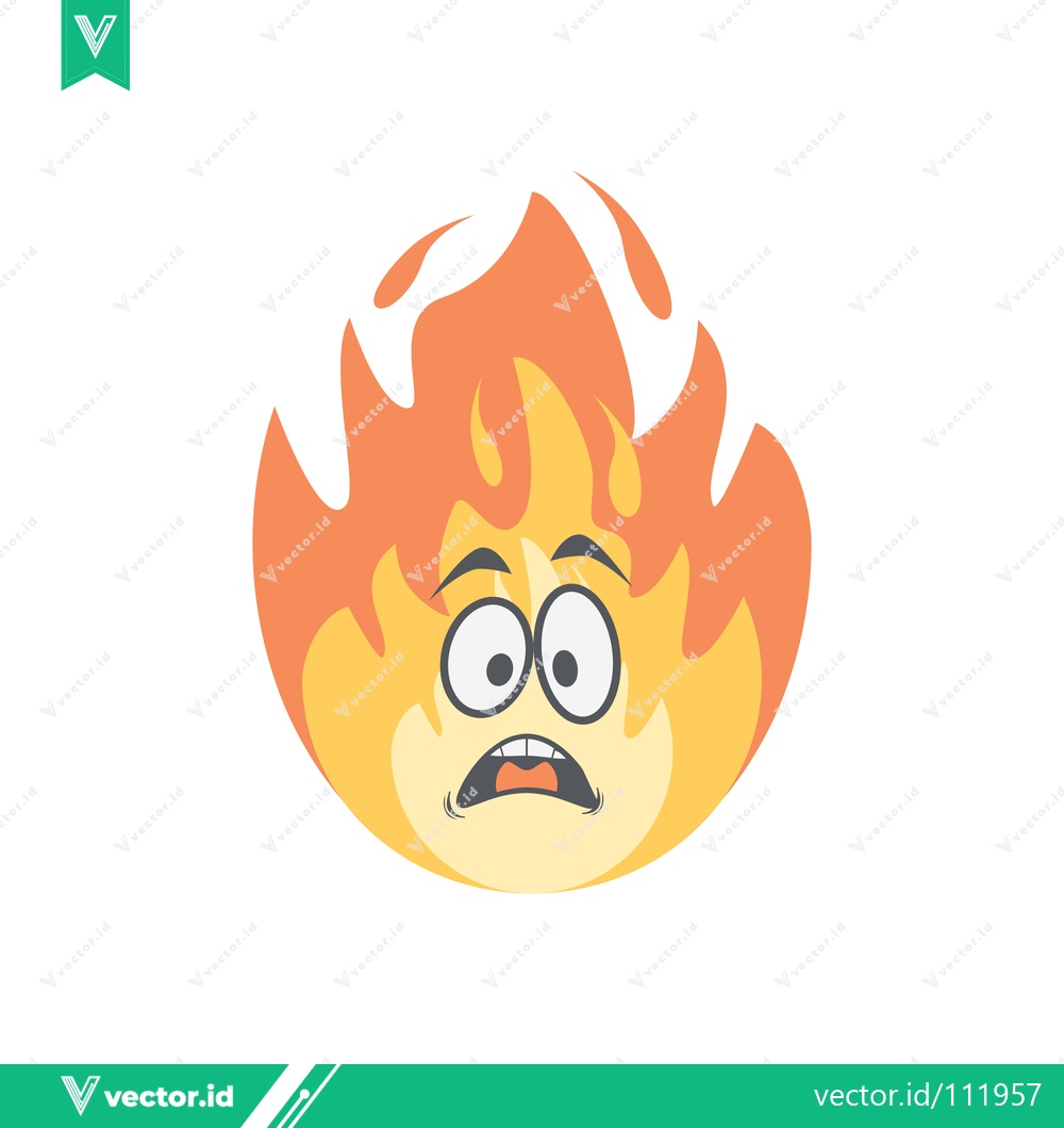 Premium Vector dari Scared Cartoon Fire Character with Wide Eyes and Open Mouth