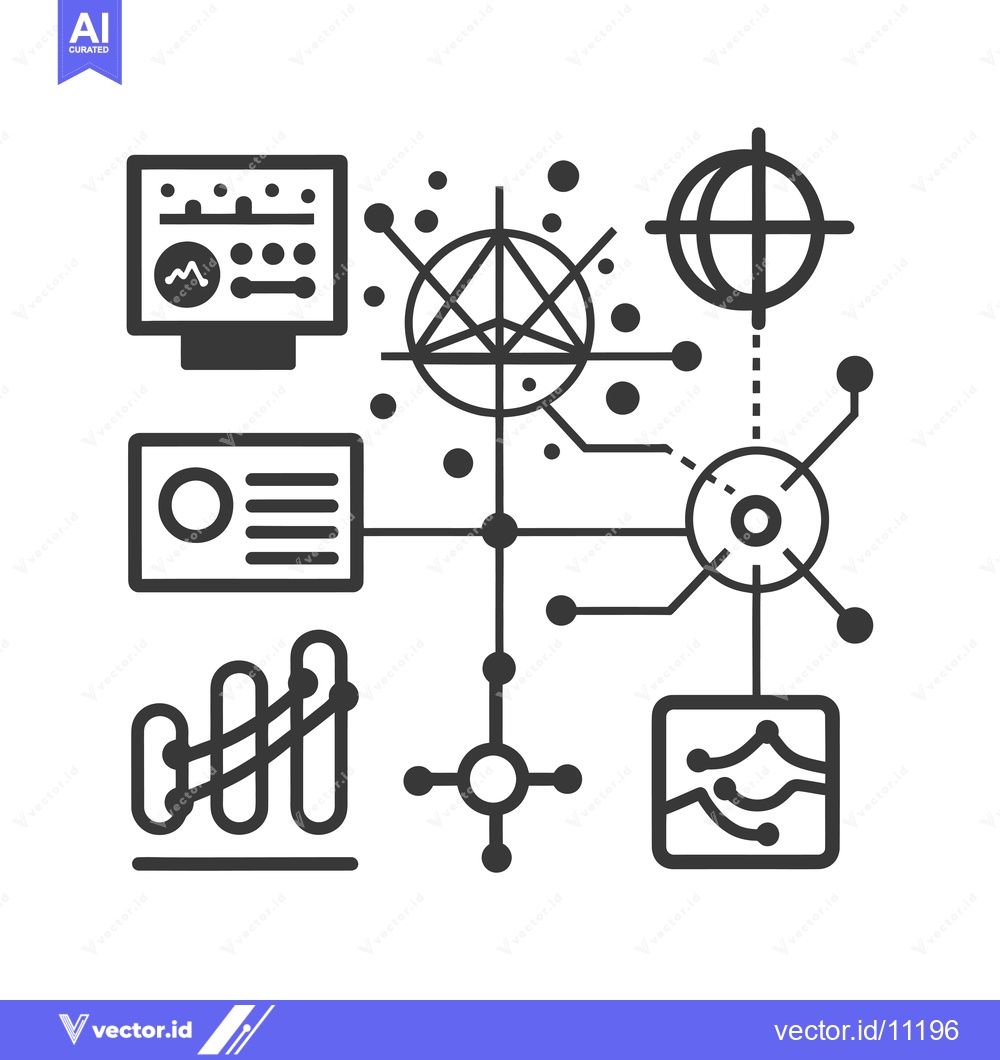 Premium Vector of Abstract Diagram Showing Interconnected Data Points and Graphs
