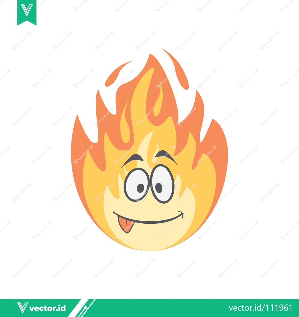 Premium Vector dari Funny Cartoon Flame Character with Googly Eyes and Tongue Out