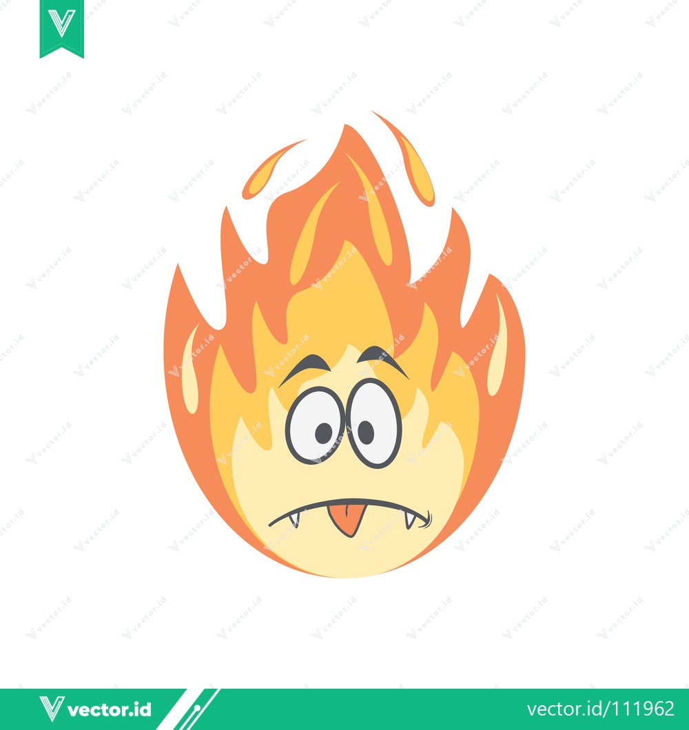 Premium Vector of Funny Cartoon Fire Character with Worried Expression