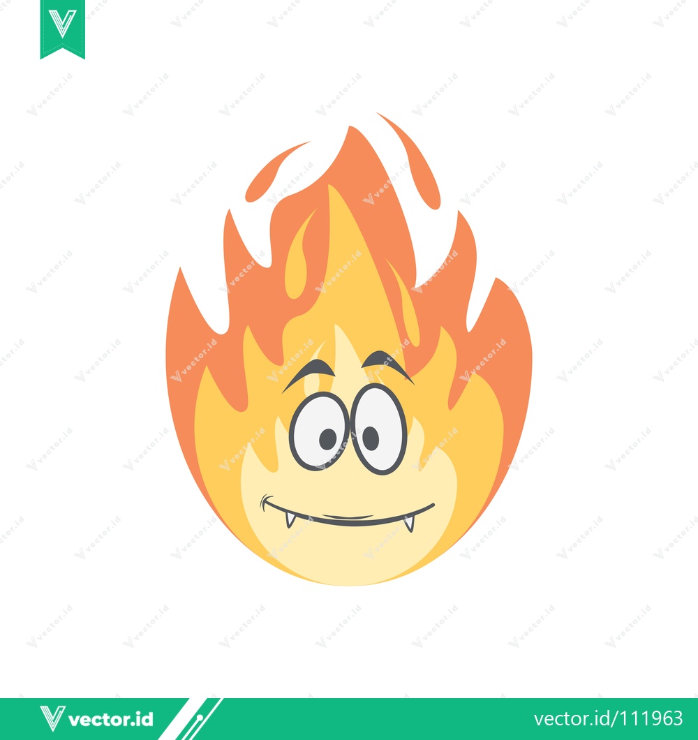 Premium Vector dari Funny Cartoon Fire Character with Big Eyes and Sharp Teeth
