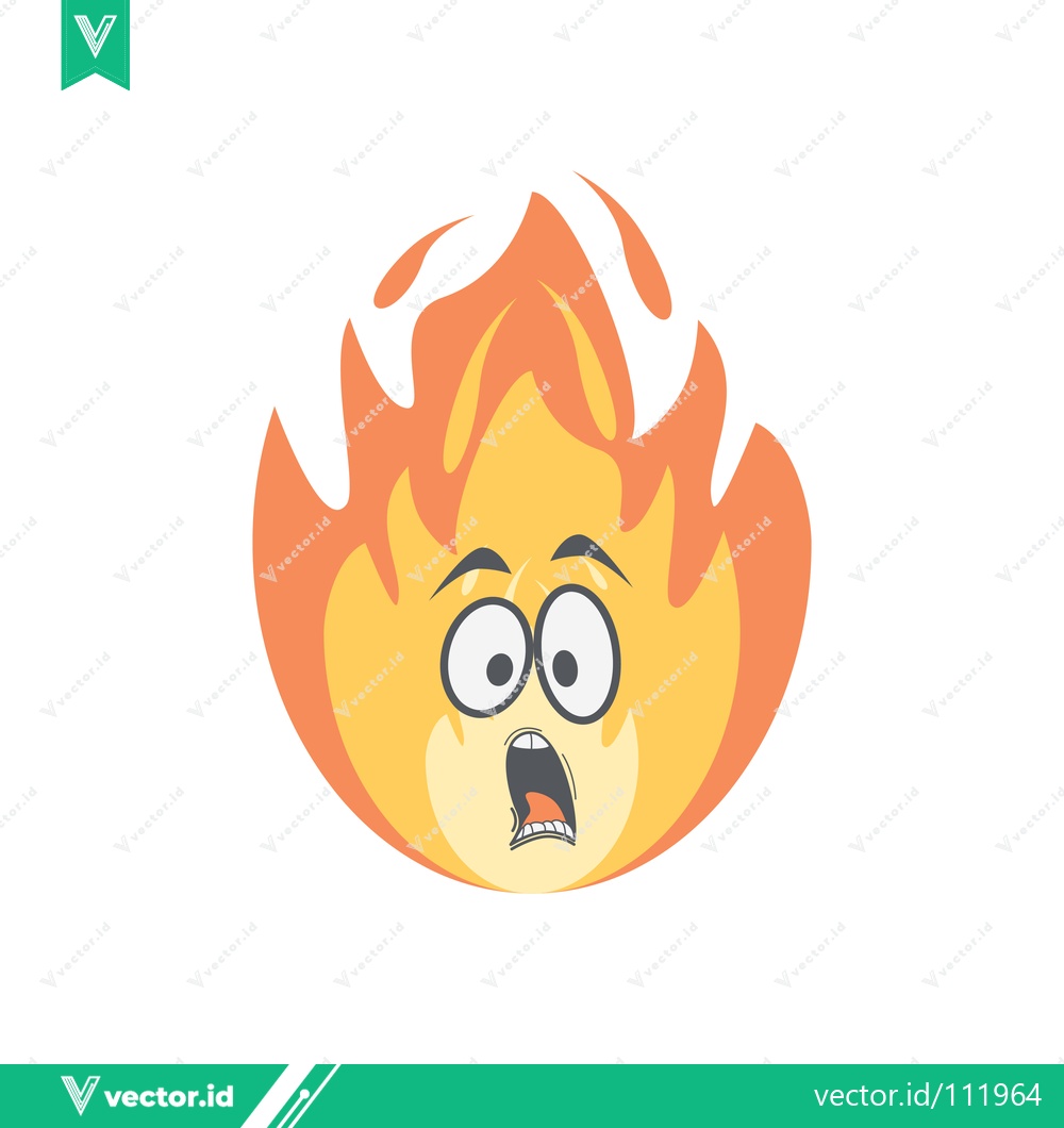 Premium Vector dari Scared Fire Character with Wide Eyes and Open Mouth