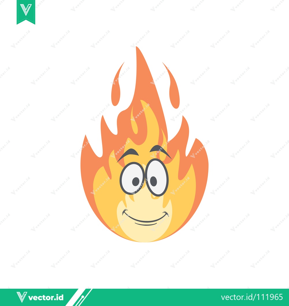 Premium Vector dari Funny Cartoon Flame Character with Happy Face
