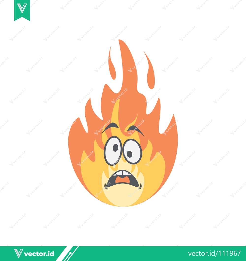 Premium Vector dari Scared Cartoon Flame Character with Wide Eyes and Open Mouth