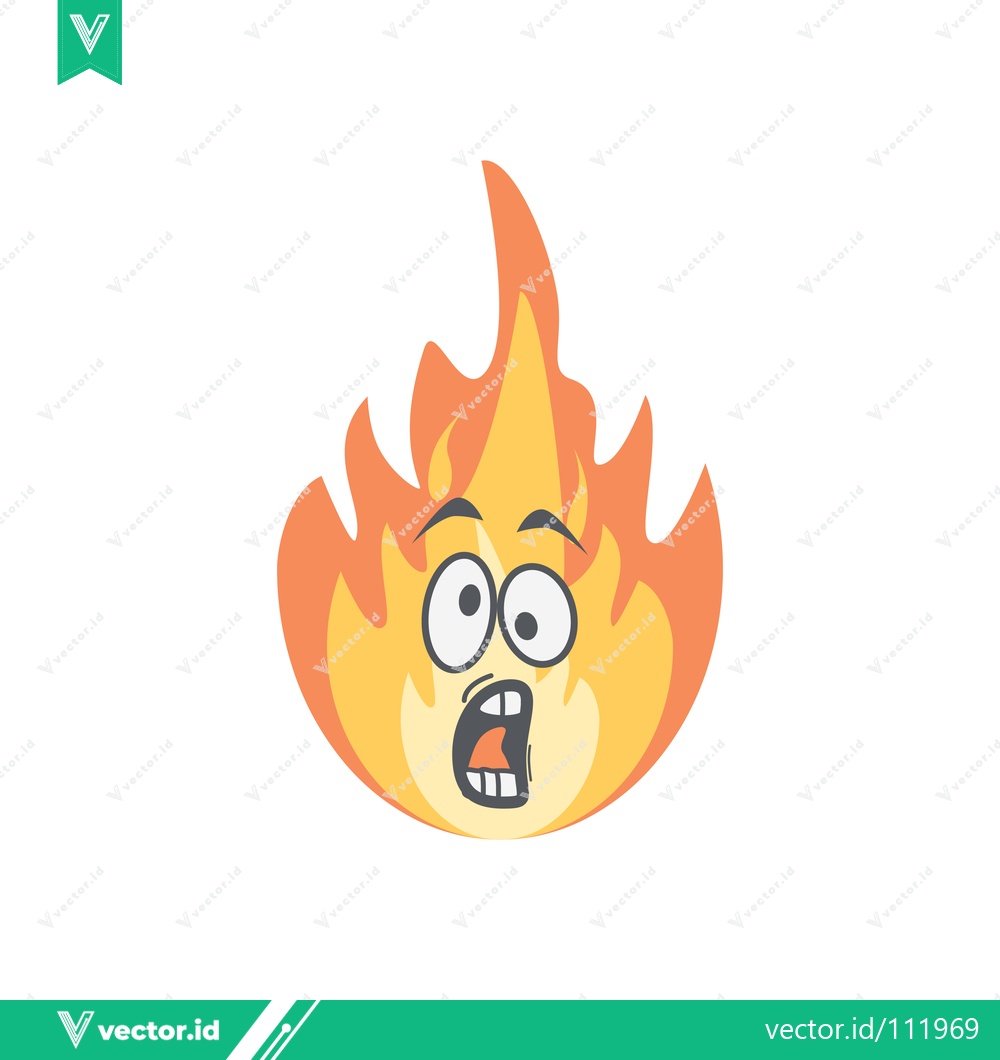 Premium Vector of Scared Fire Emoji Cartoon Character