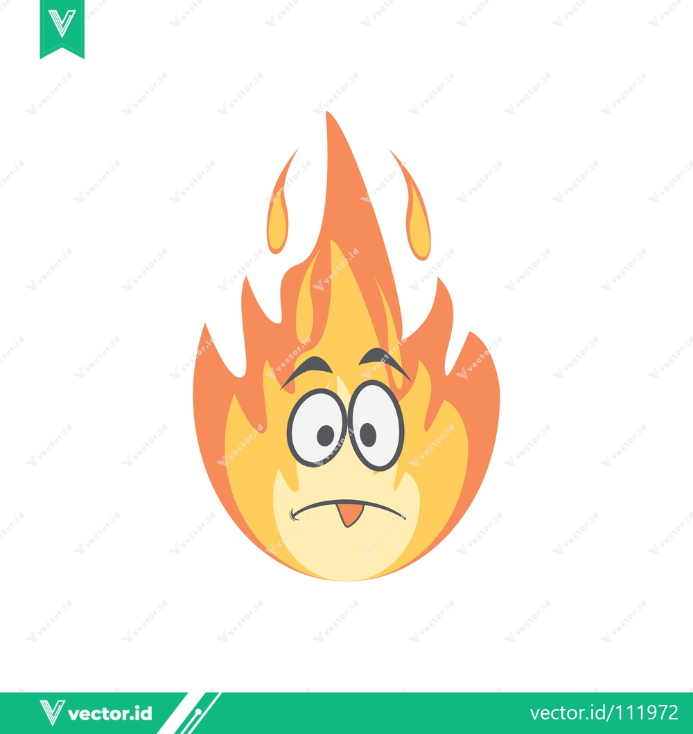 Premium Vector of Cartoon Flame Character Feeling Hot and Sweaty