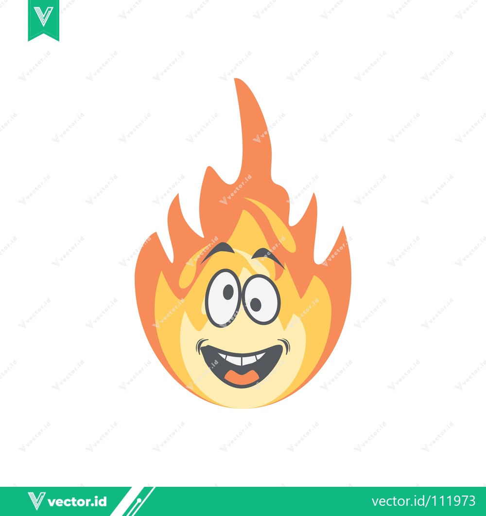 Premium Vector dari Funny Cartoon Fire Character with Happy Face