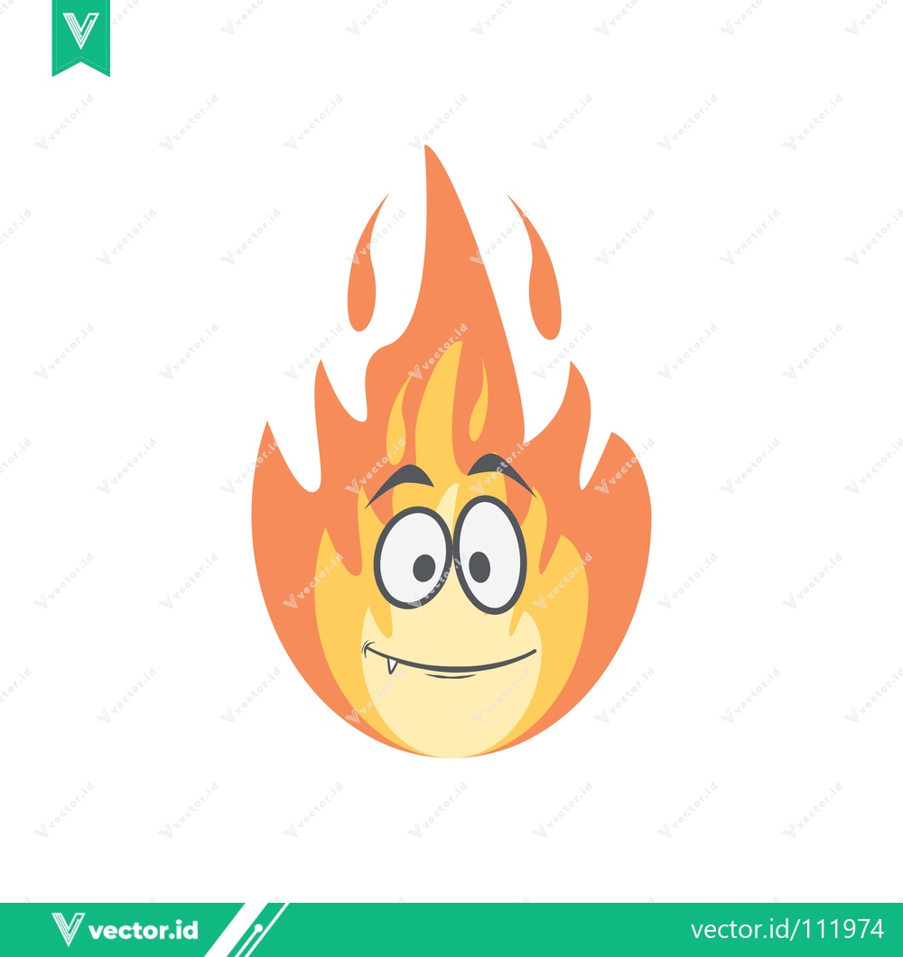 Premium Vector dari Funny Cartoon Fire Character with Big Eyes and Smile