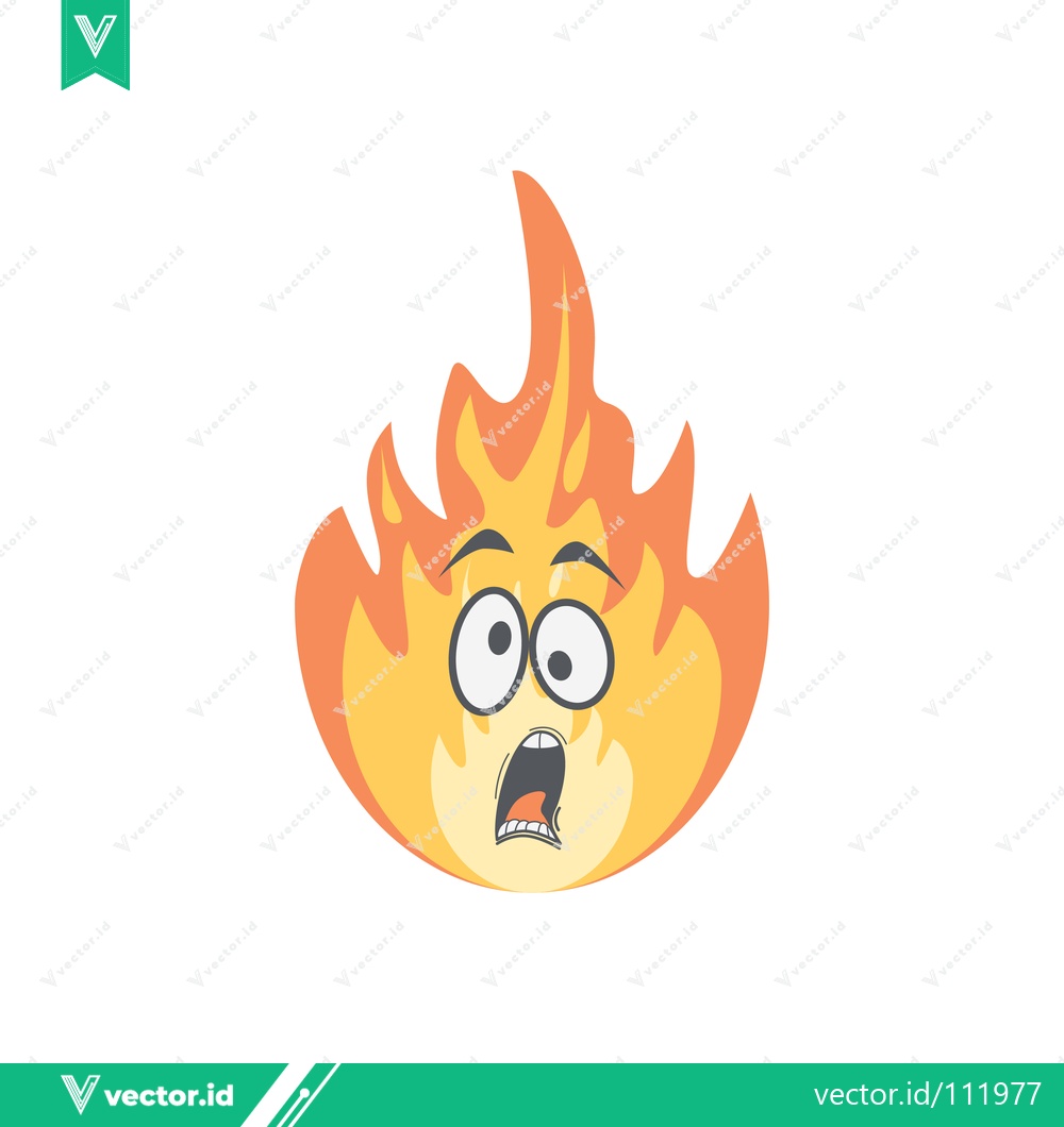 Premium Vector of Scared Cartoon Fire Character with Wide Eyes and Open Mouth