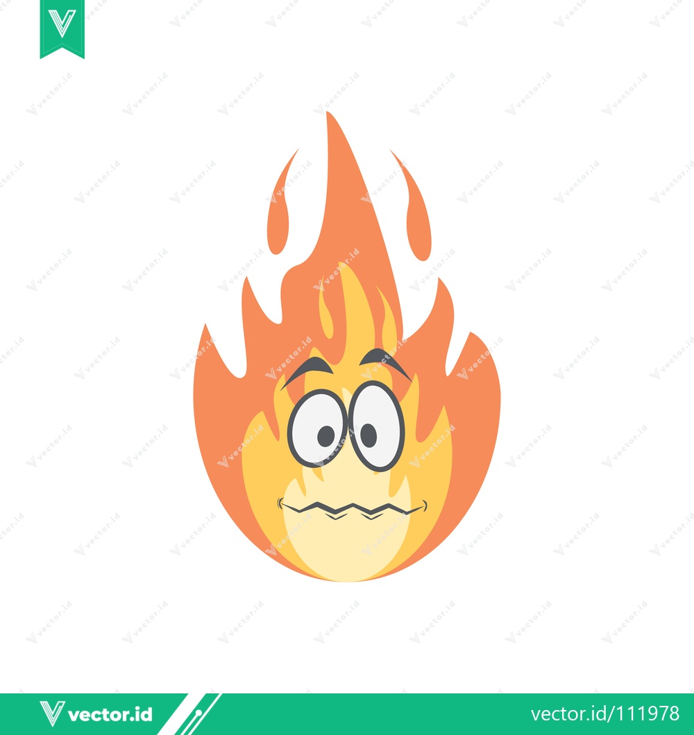 Premium Vector dari Cartoon Fire Character with Worried Expression