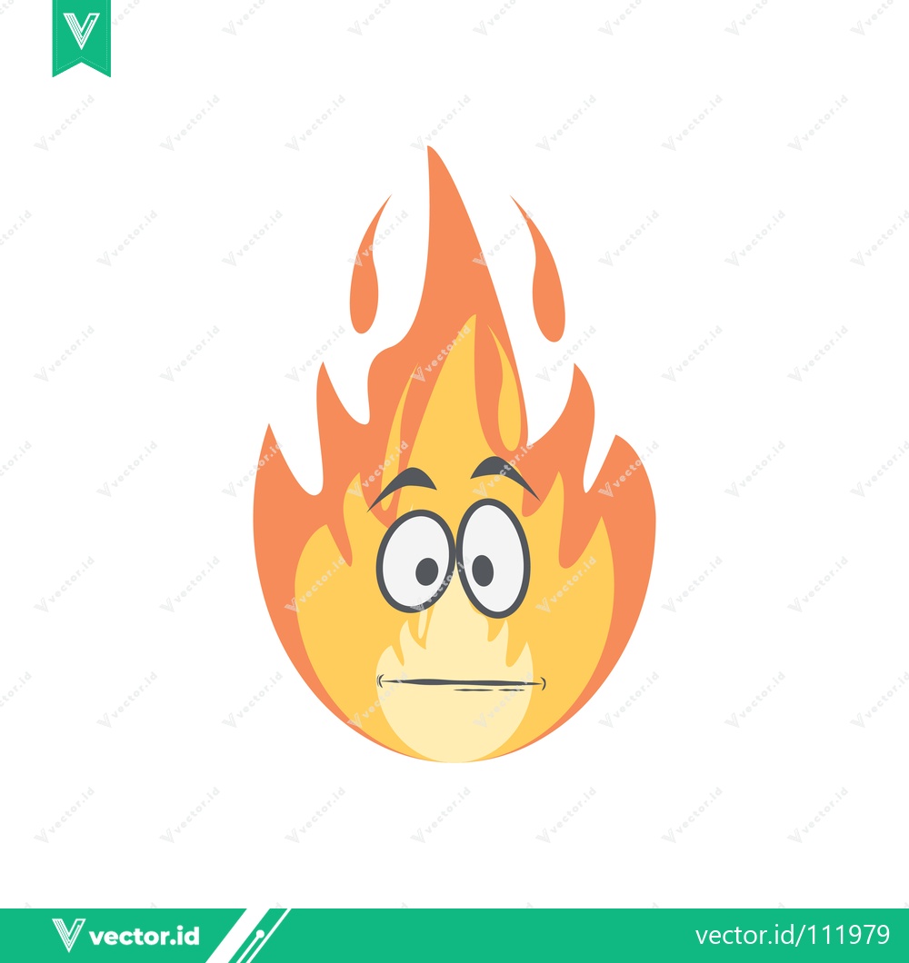 Premium Vector of Cartoon Fire Character with Surprised Expression