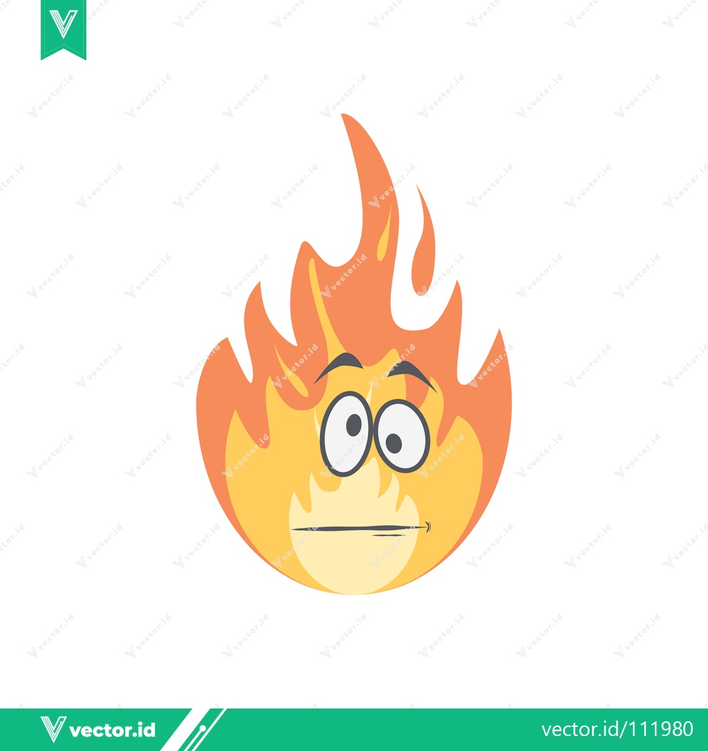 Premium Vector of Cartoon Fire Character with Surprised Expression