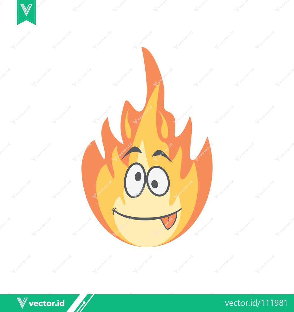 Premium Vector of Funny Cartoon Fire Character with Googly Eyes and Tongue Sticking Out
