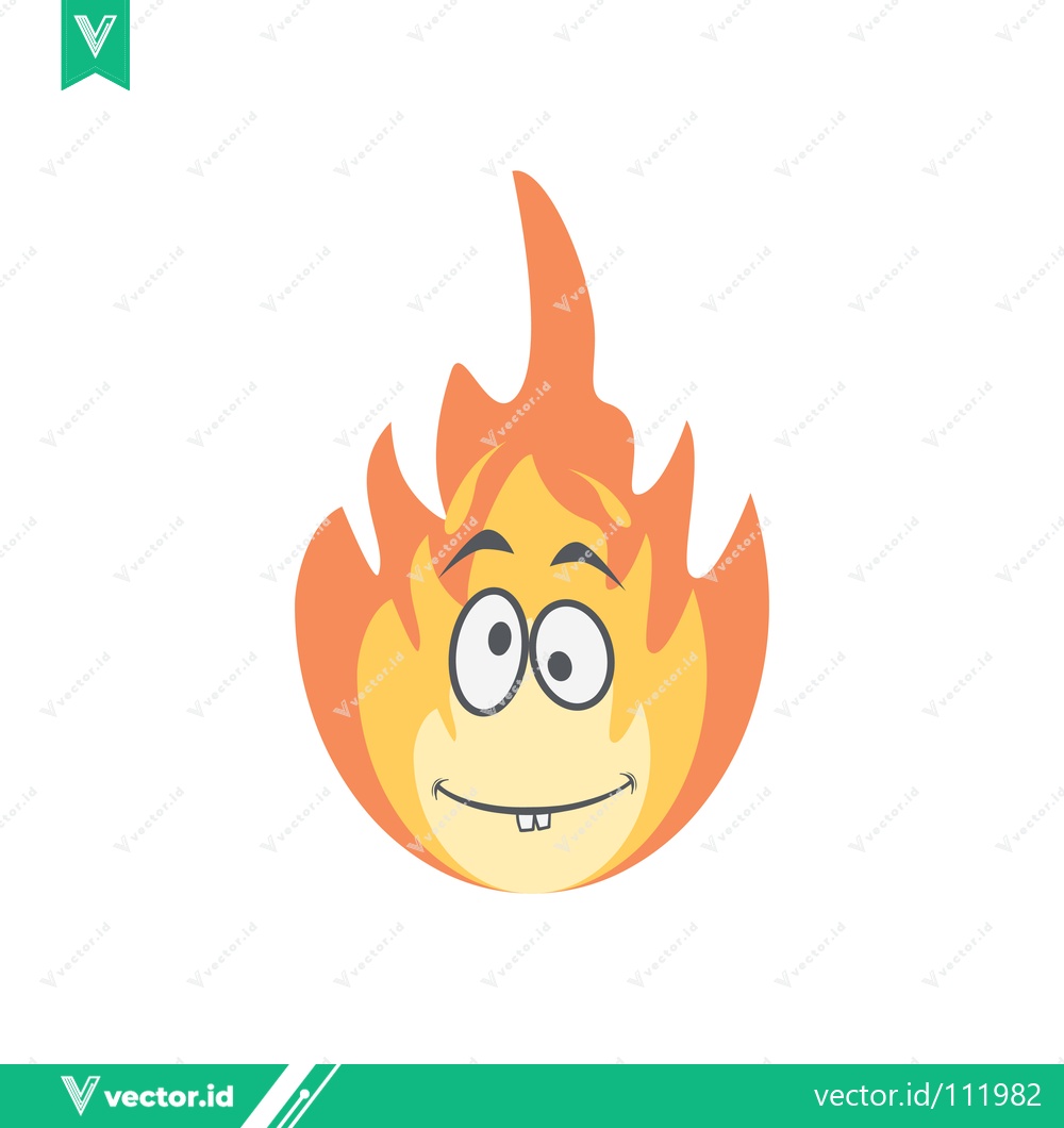 Premium Vector dari Funny Cartoon Flame Character with Googly Eyes and Grinning Mouth