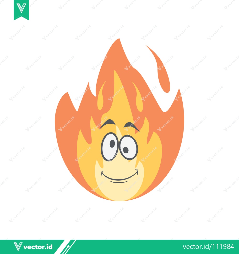 Premium Vector dari Funny Cartoon Fire Character with Happy Face