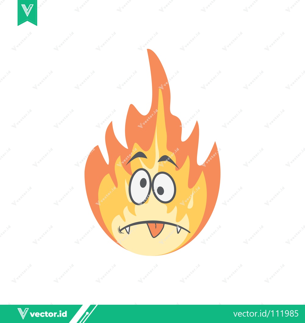 Premium Vector dari Scared Fire Character with Big Eyes and Tongue Out