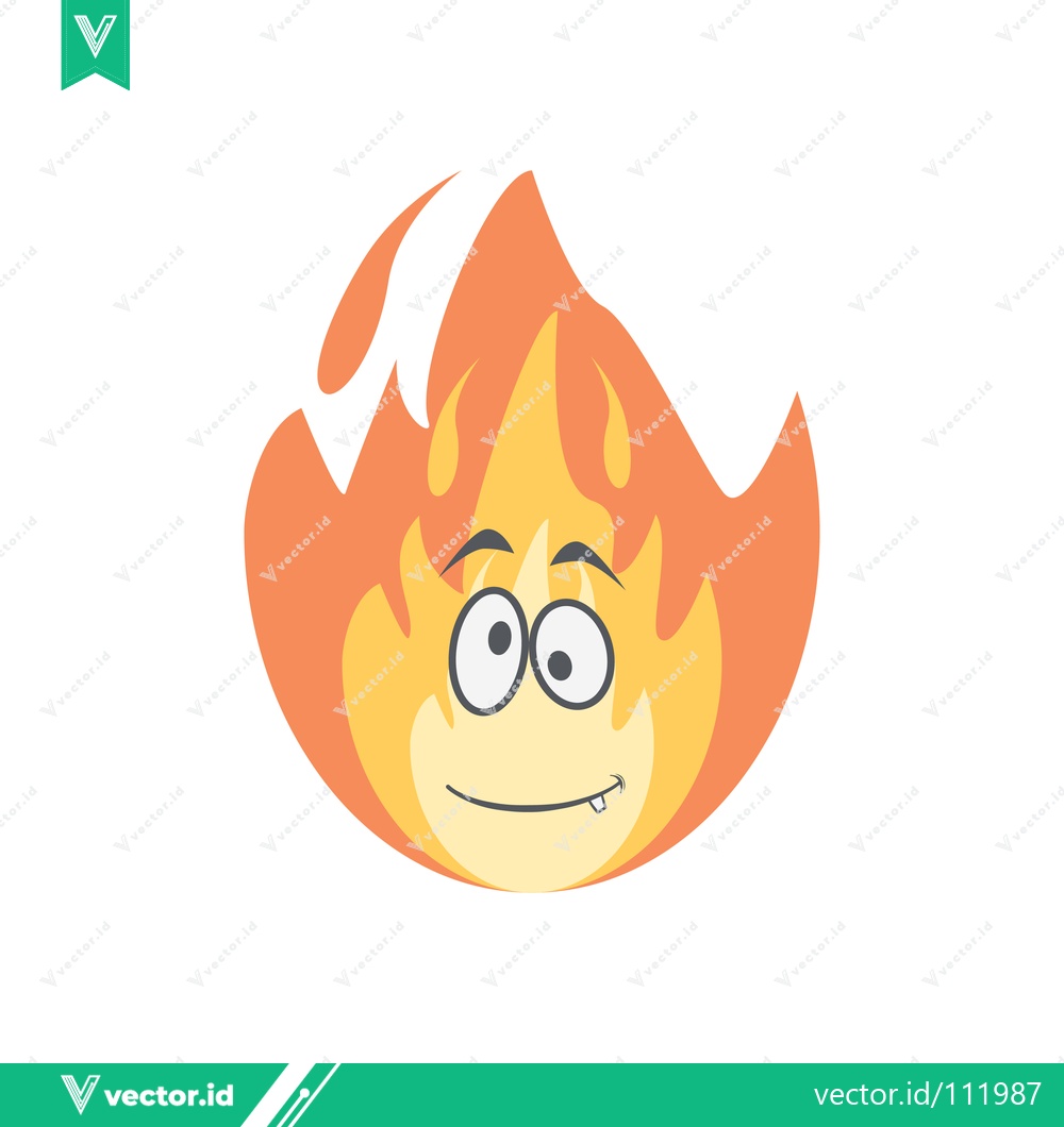 Premium Vector dari Funny Cartoon Fire Character with Expressive Face