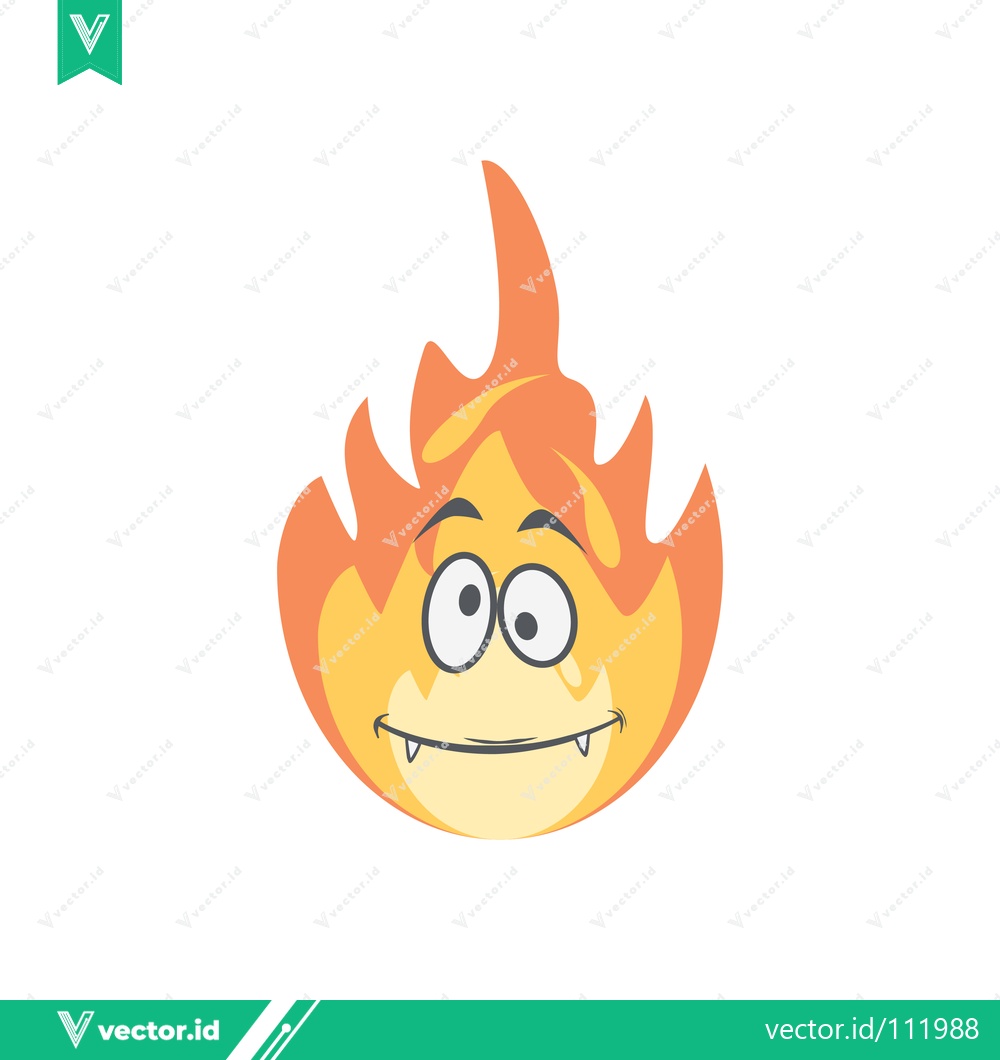 Premium Vector dari Funny Cartoon Fire Character with Googly Eyes and Fangs