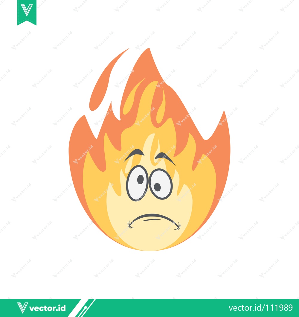 Premium Vector dari Sad Fire Emoji with Worried Face and Burning Flames