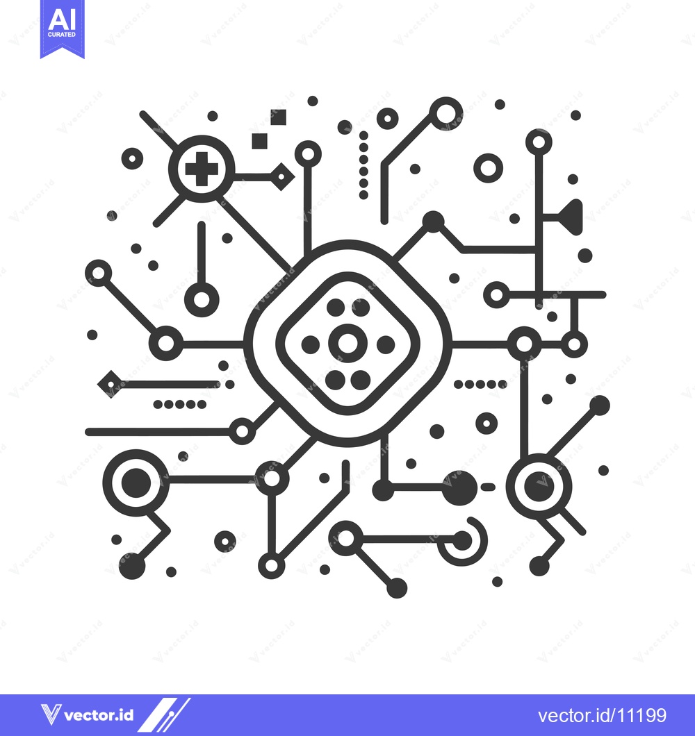 Premium Vector of Abstract Digital Circuit with Central Hub