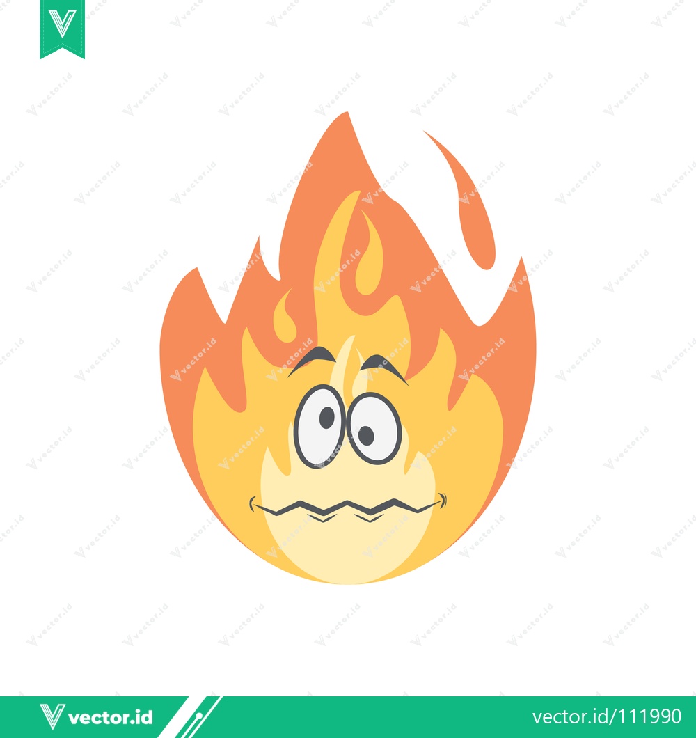 Premium Vector dari Cartoon Fire Character with Worried Face Expression