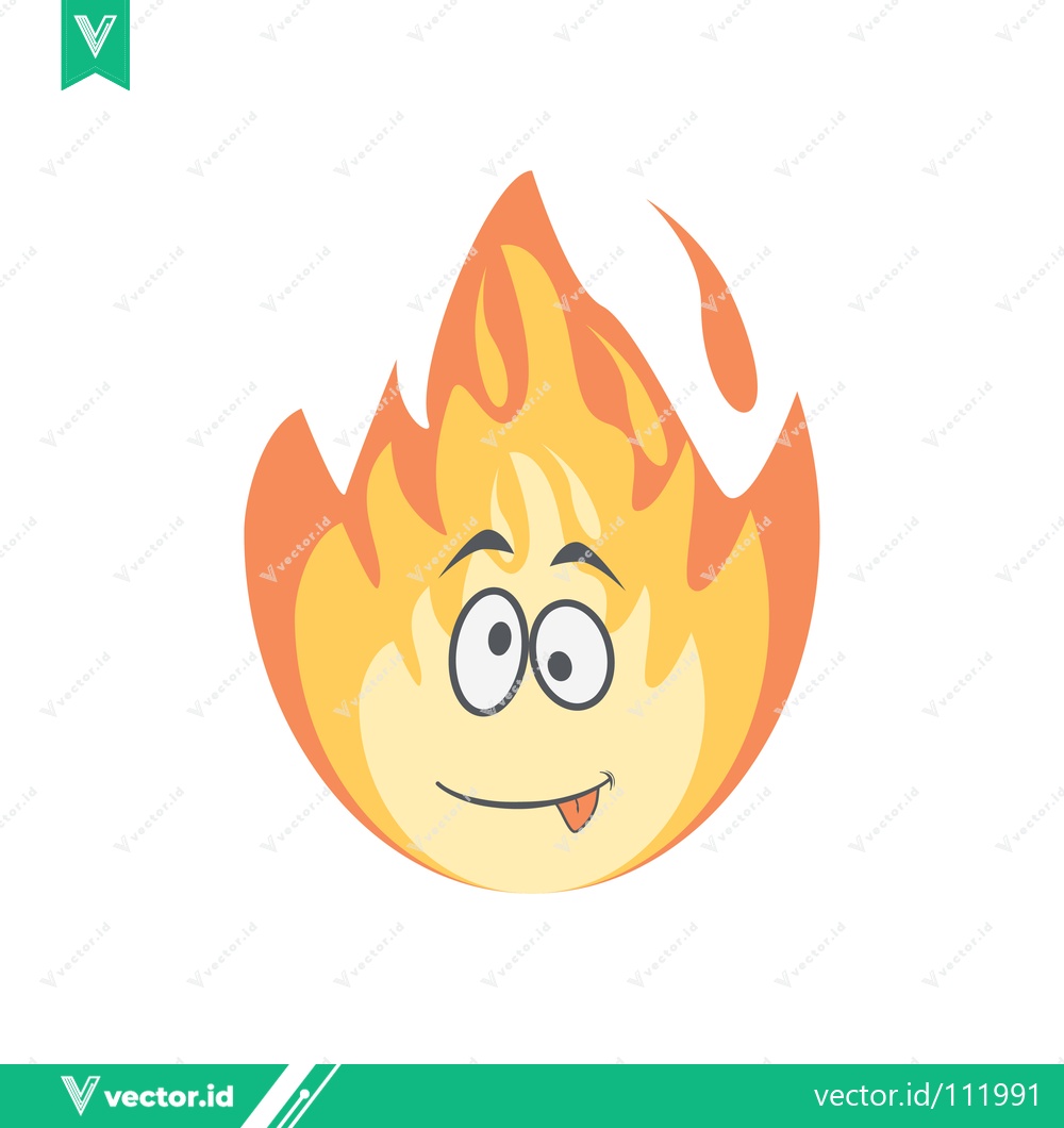 Premium Vector of Funny Cartoon Fire Character with Googly Eyes and Tongue Out