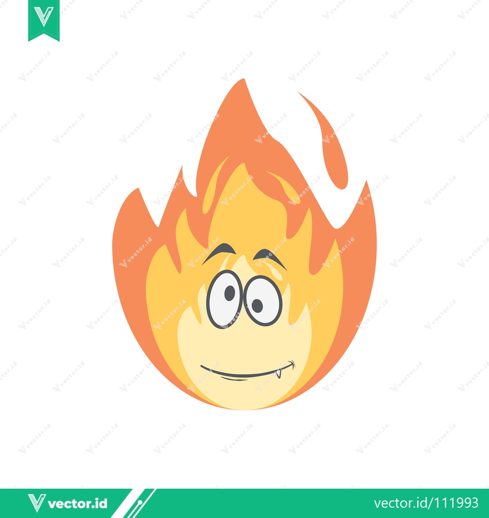 Premium Vector dari Funny Cartoon Fire Character with Googly Eyes and Smiling Face
