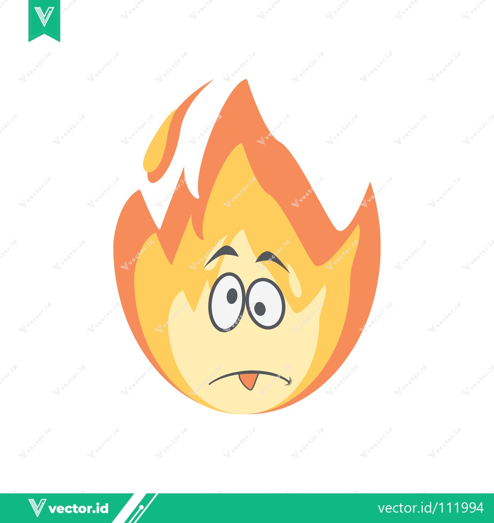 Premium Vector of Sad Cartoon Flame Character with Worried Expression