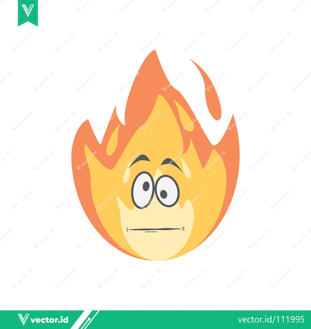 Premium Vector of Cartoon Fire Character with Worried Expression