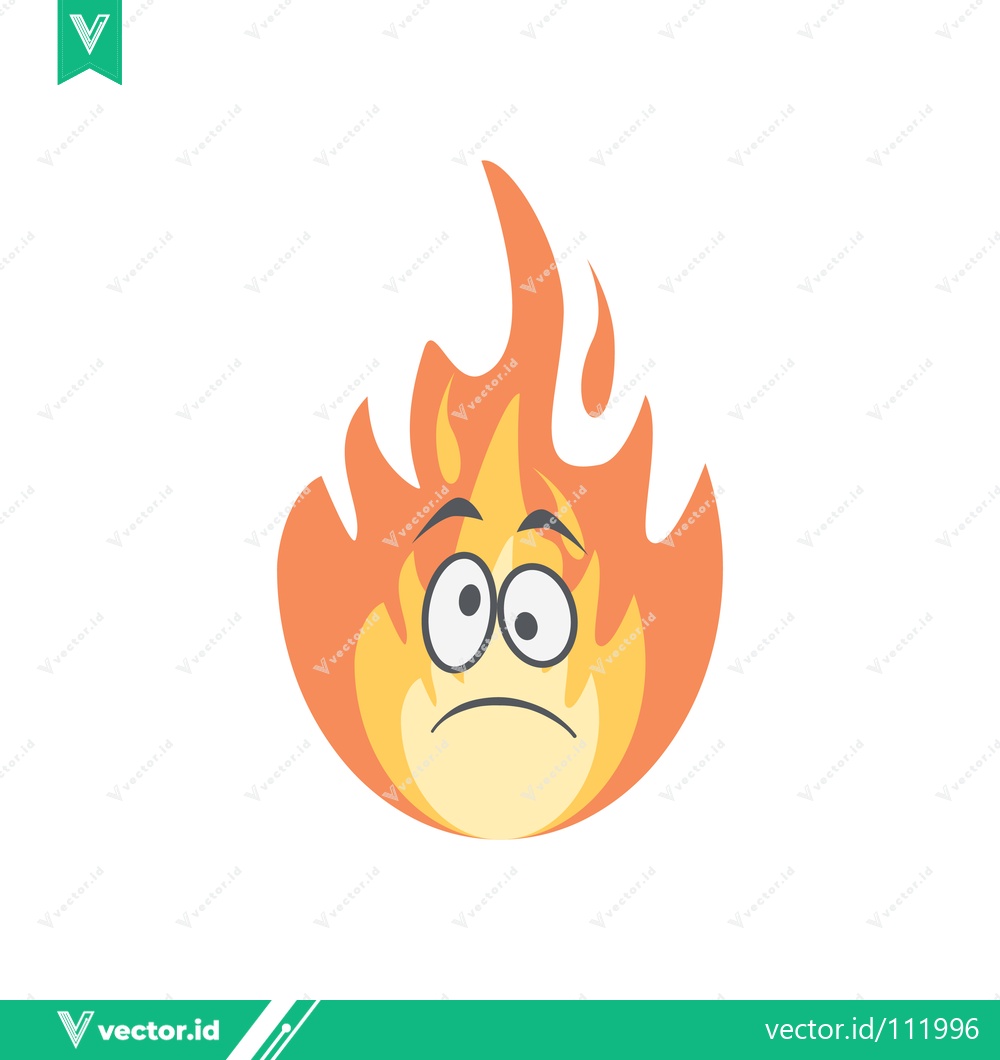 Premium Vector dari Sad Cartoon Fire Character with Worried Expression