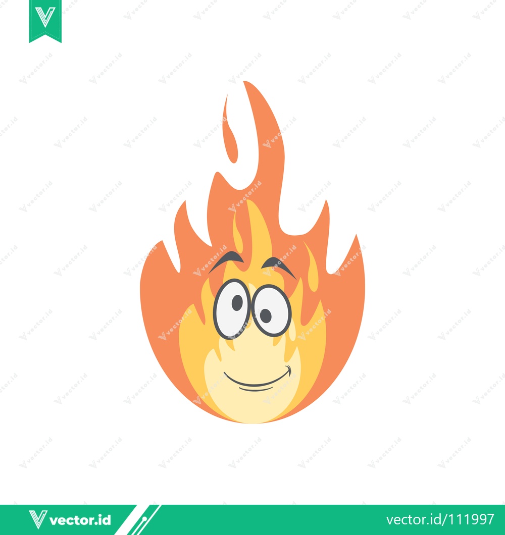 Premium Vector of Funny Cartoon Fire Character with Happy Face