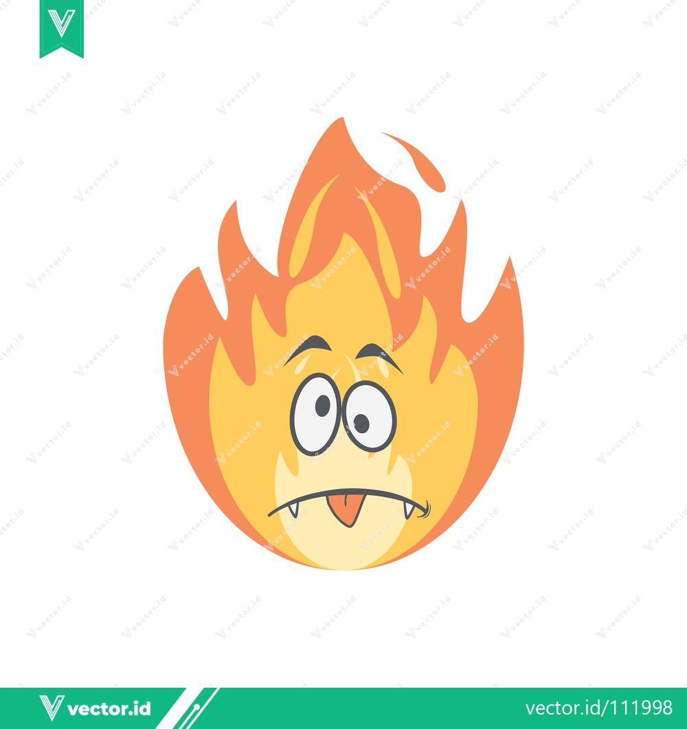 Premium Vector dari Cartoon Fire Character with Worried Expression