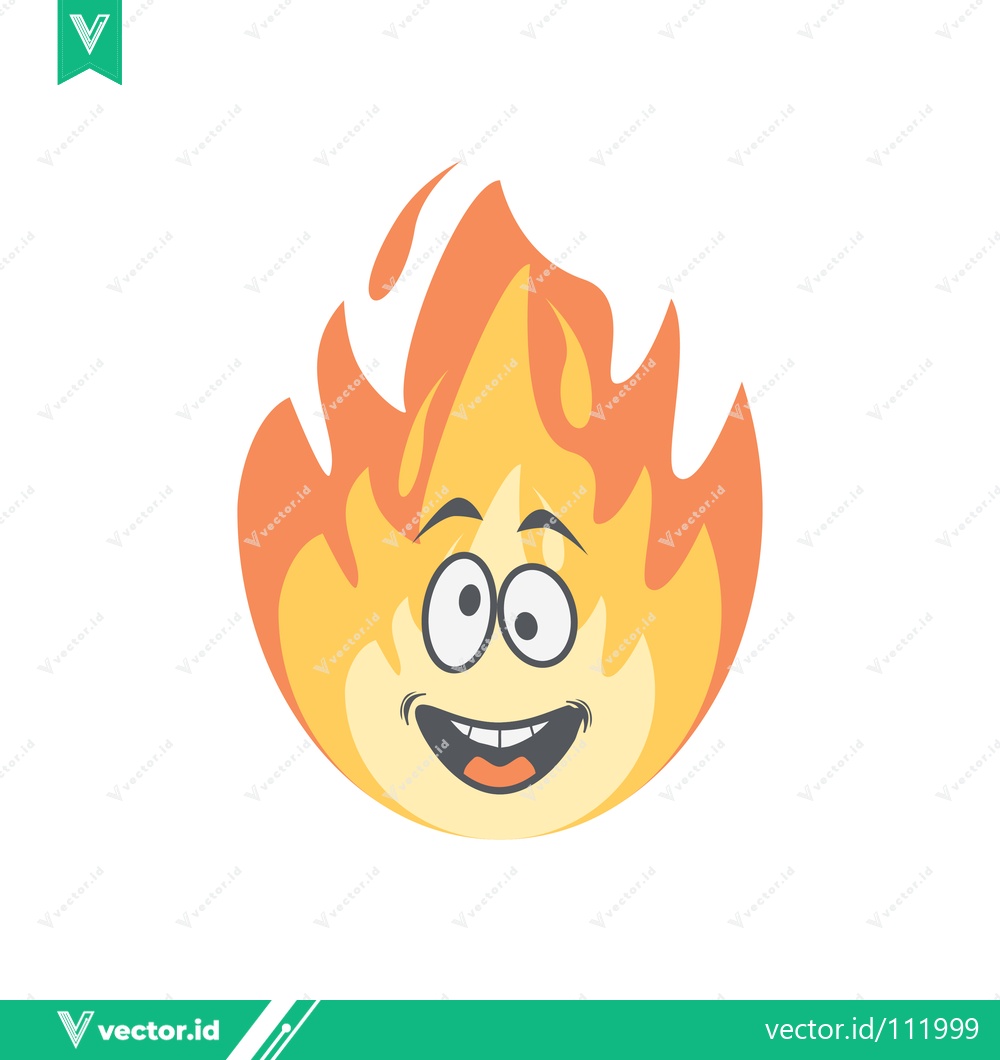 Premium Vector dari Funny Cartoon Fire Character with Happy Face and Big Smile