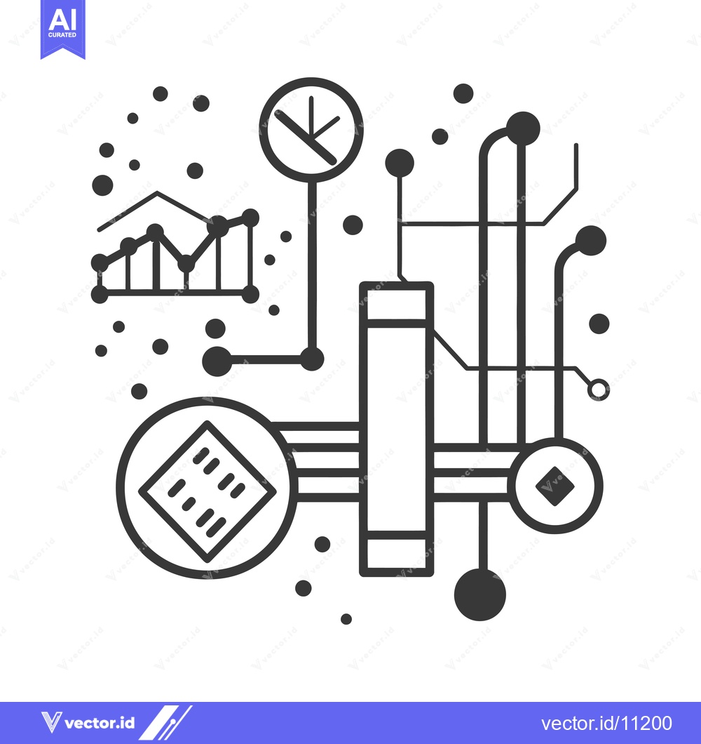Premium Vector dari Abstract Digital Network Diagram with Data and Financial Symbols