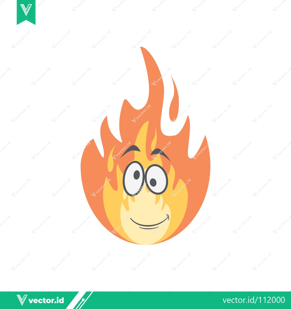 Premium Vector of Funny Cartoon Fire Character with Big Eyes and Smiling Face