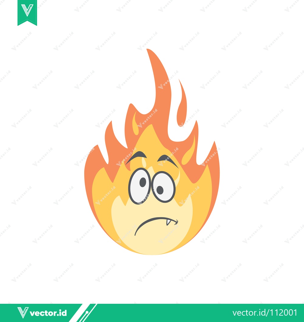 Premium Vector of Cartoon Fire Character with Worried Expression