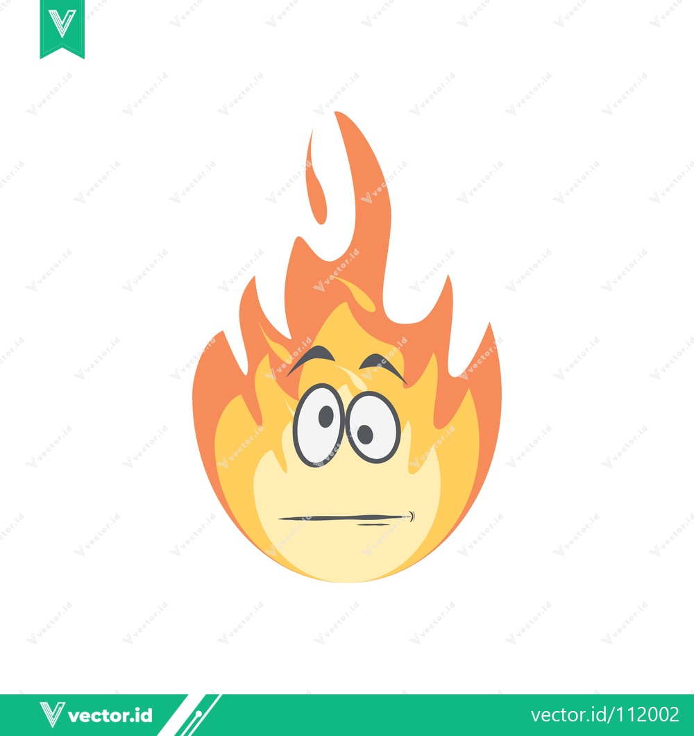 Premium Vector of Cartoon Fire Character with Worried Expression