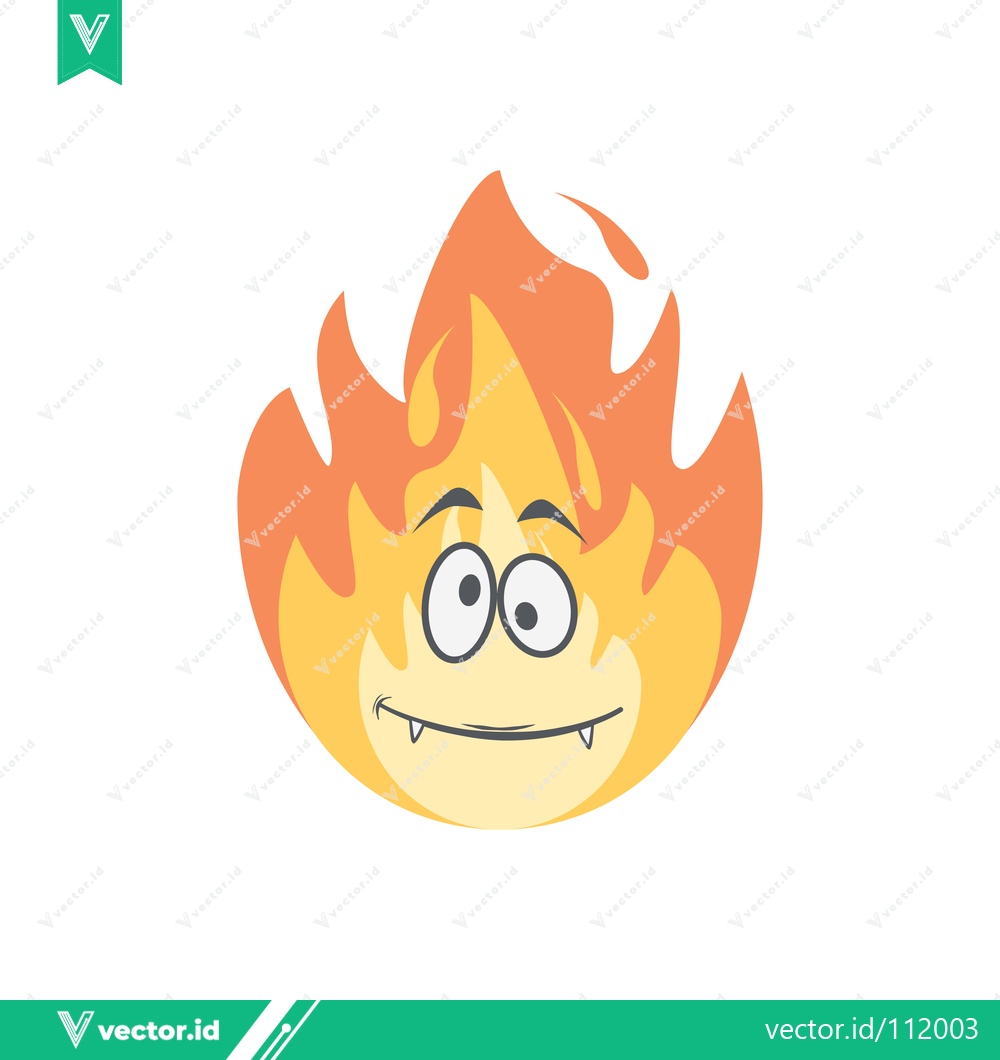 Premium Vector of Funny Cartoon Fire Character with Big Eyes and Sharp Teeth