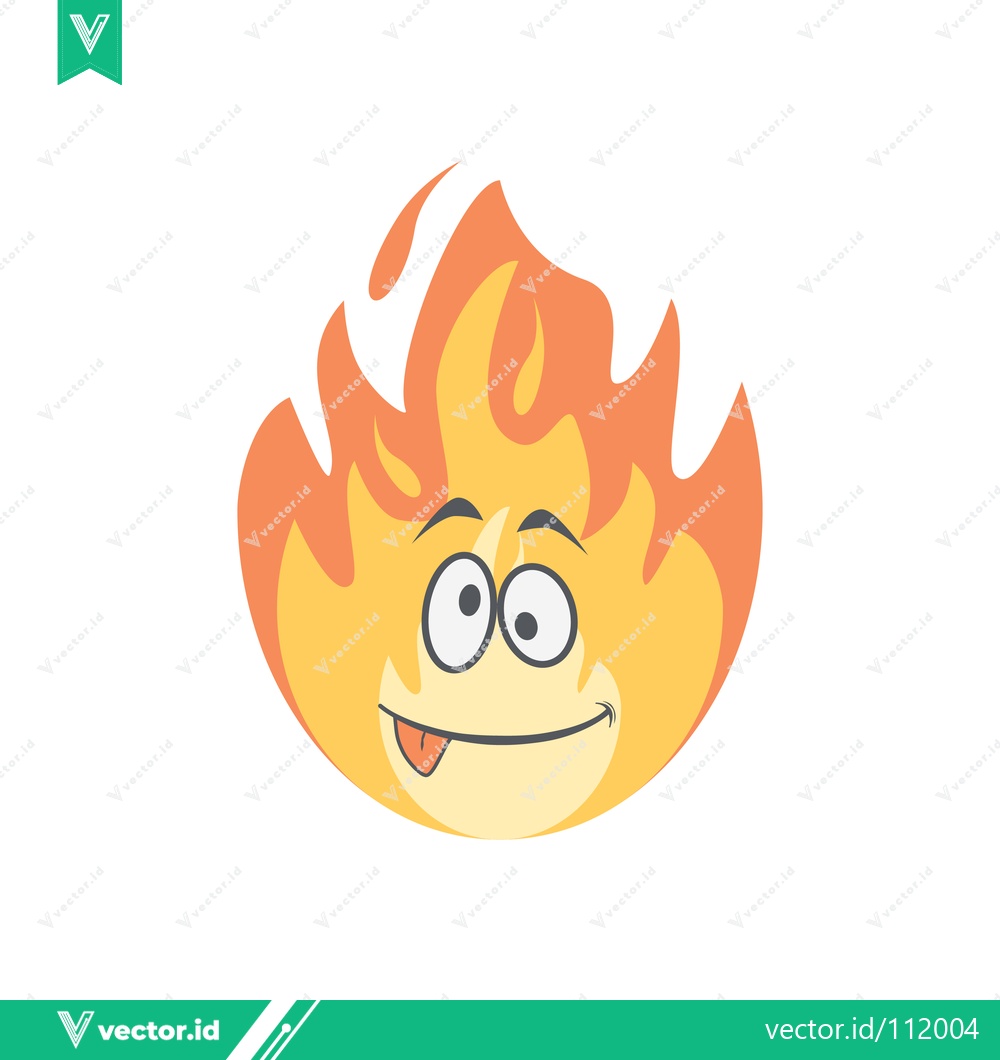 Premium Vector of Funny Cartoon Fire Emoji with Googly Eyes and Tongue Out