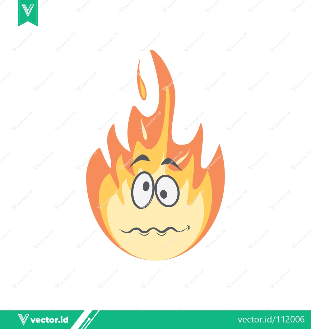 Premium Vector dari Scared Cartoon Fire Character with Worried Face