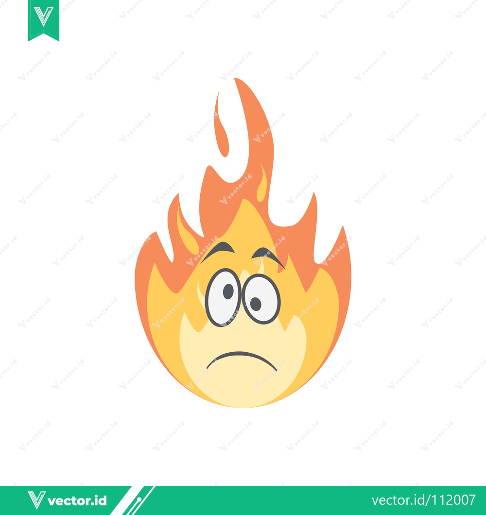 Premium Vector of Sad Cartoon Flame Character with Worried Expression
