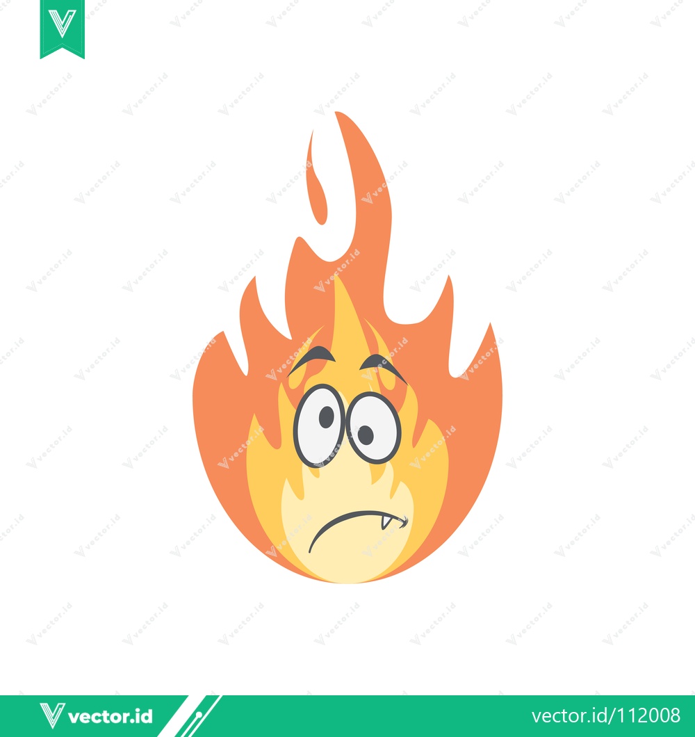Premium Vector of Cartoon Flame Character with Worried Expression