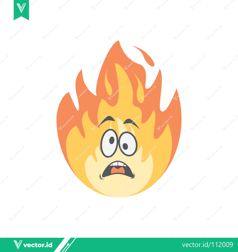Premium Vector of Scared Fire Emoji Cartoon Character