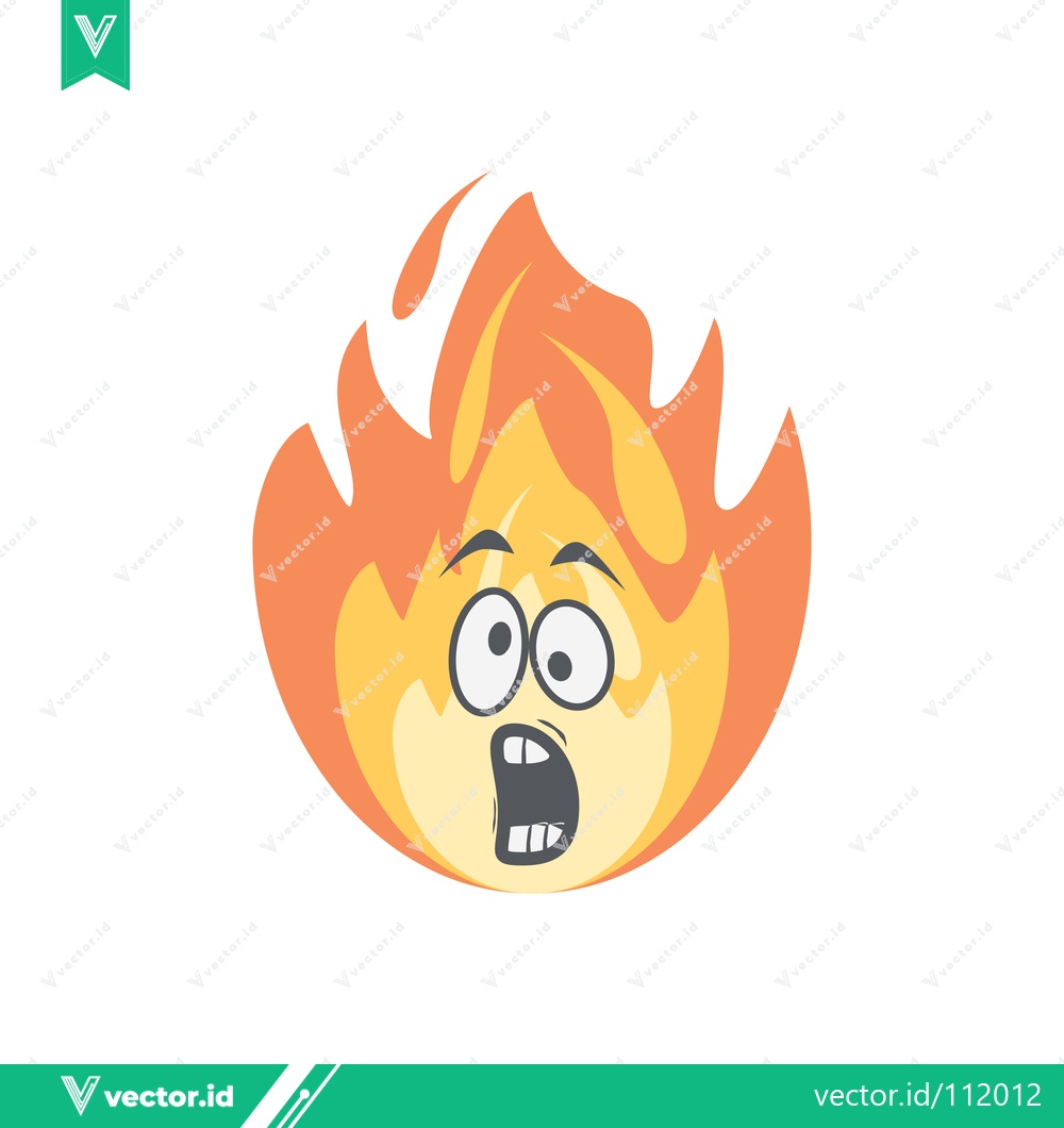 Premium Vector dari Scared Fire Emoji Character with Wide Eyes and Open Mouth