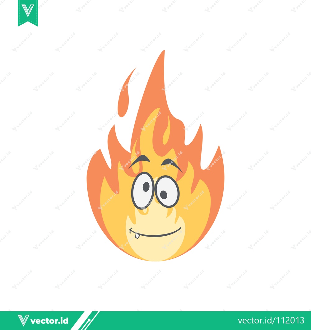 Premium Vector of Funny Cartoon Fire Character with Googly Eyes and Grinning Face