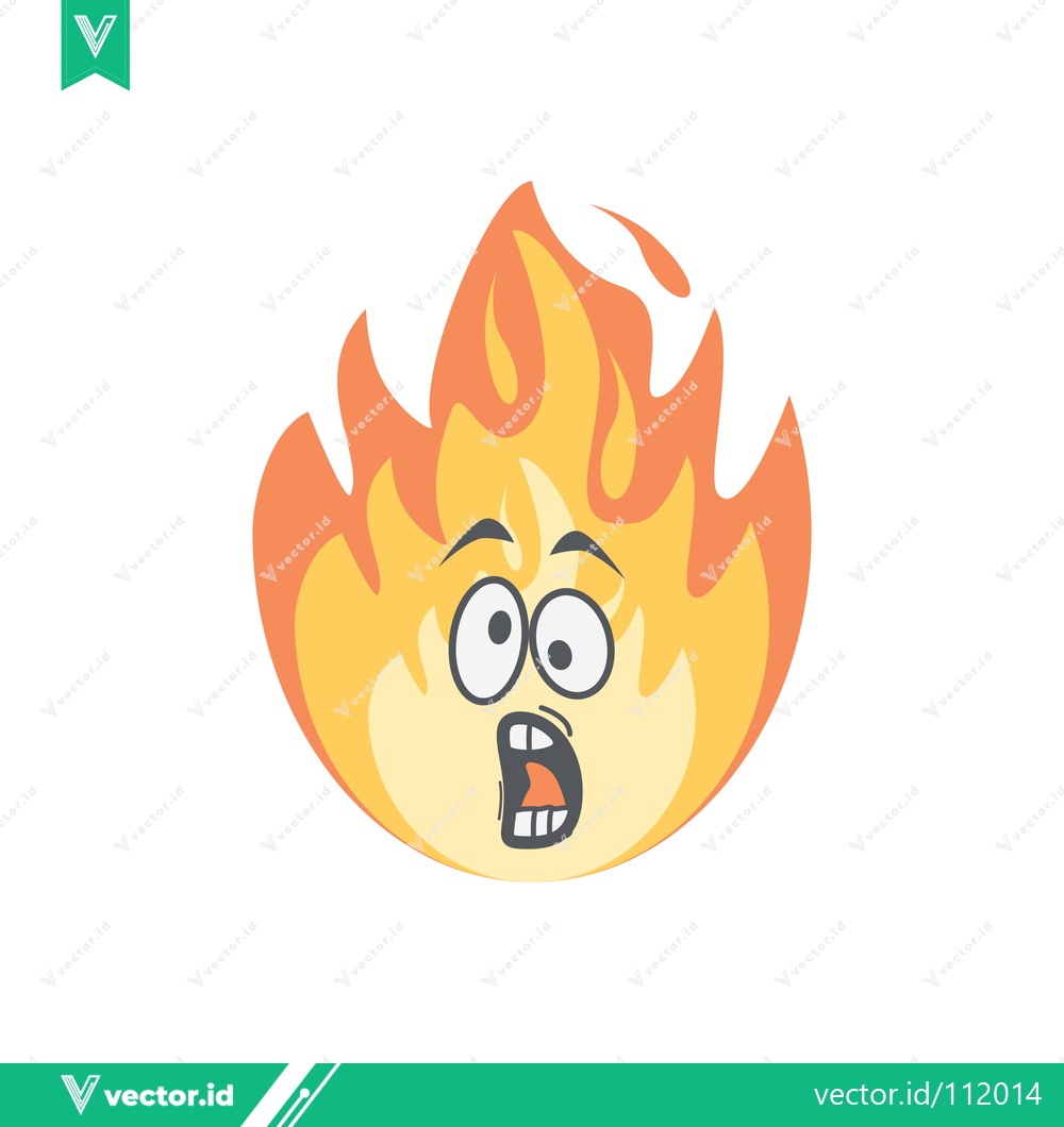 Premium Vector dari Scared Cartoon Fire Character with Big Eyes and Open Mouth