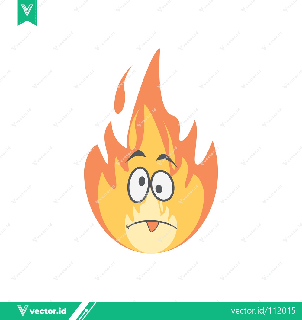Premium Vector dari Sad Cartoon Flame Character with Worried Expression