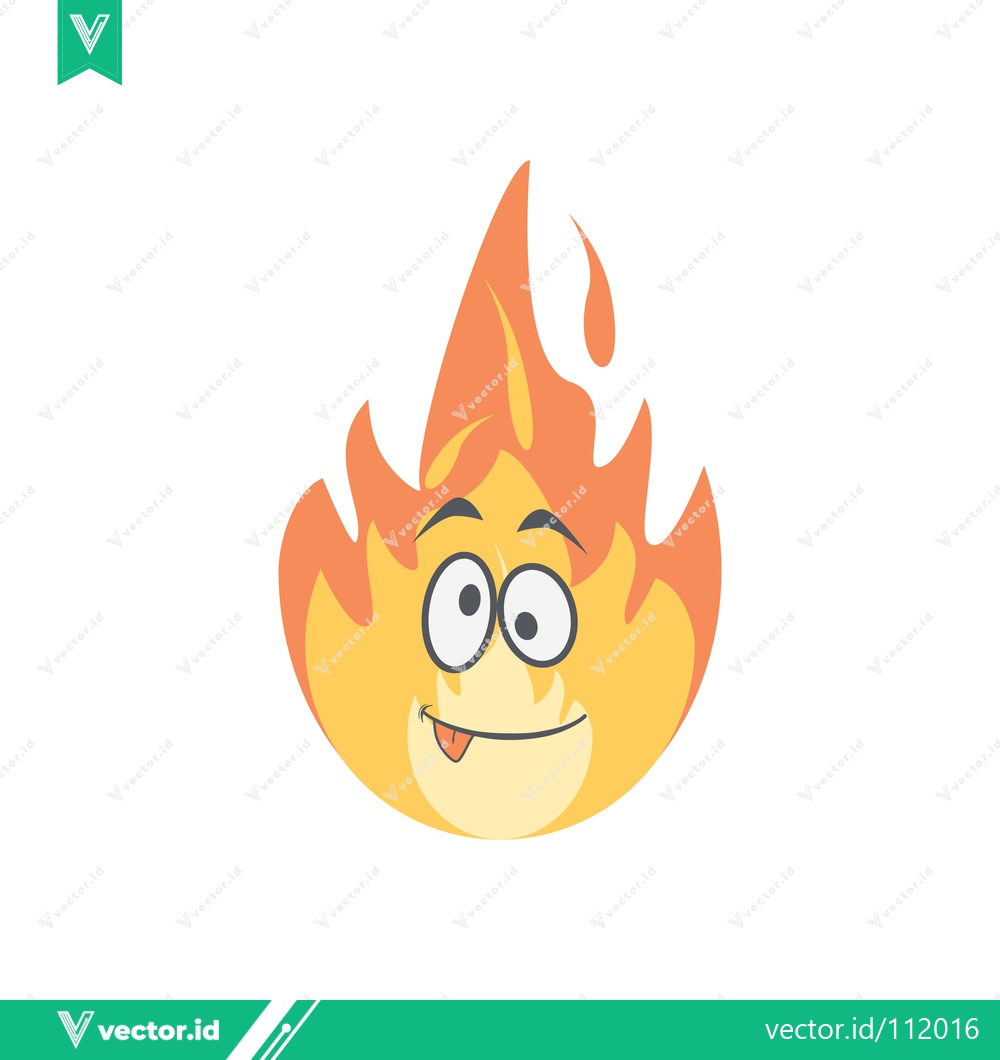 Premium Vector of Funny Cartoon Flame Character with Googly Eyes and Tongue Out